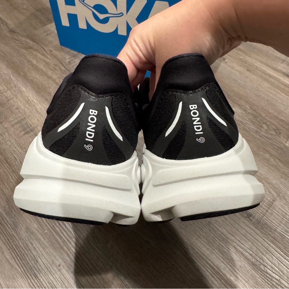 Hoka One One Bondi 9 Black White Running Sneakers - Picture 6 of 14